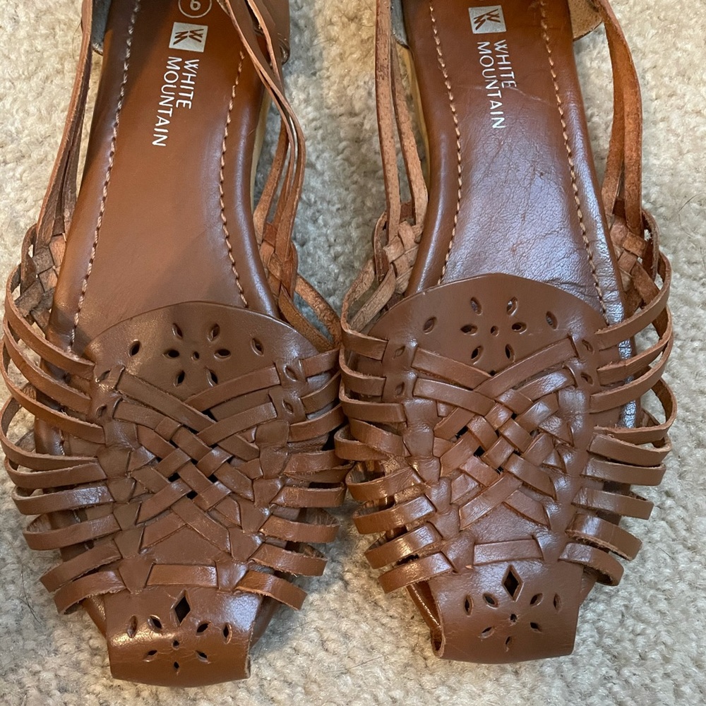 Brown woven flats